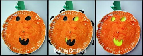 light up paper plate pumpkin