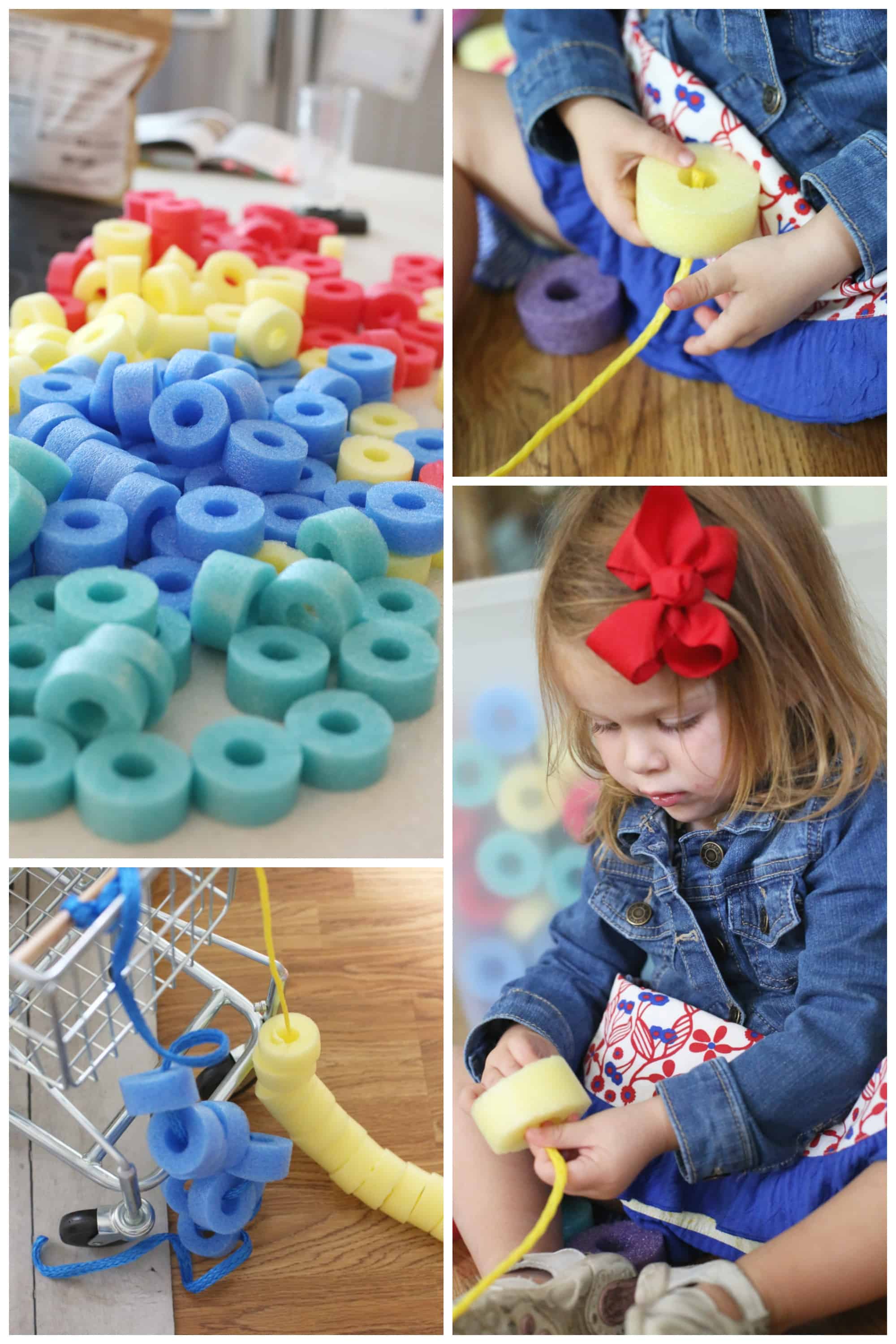 Sorting and Threading Foam Beads Activity for Toddlers - I Can Teach My