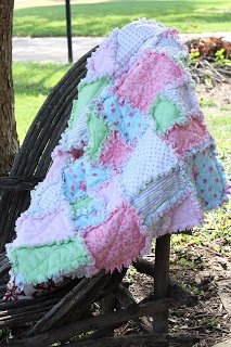 Handmade homemade Personalized Boy or Girl Baby Rag Quilt and Diaper Bag 