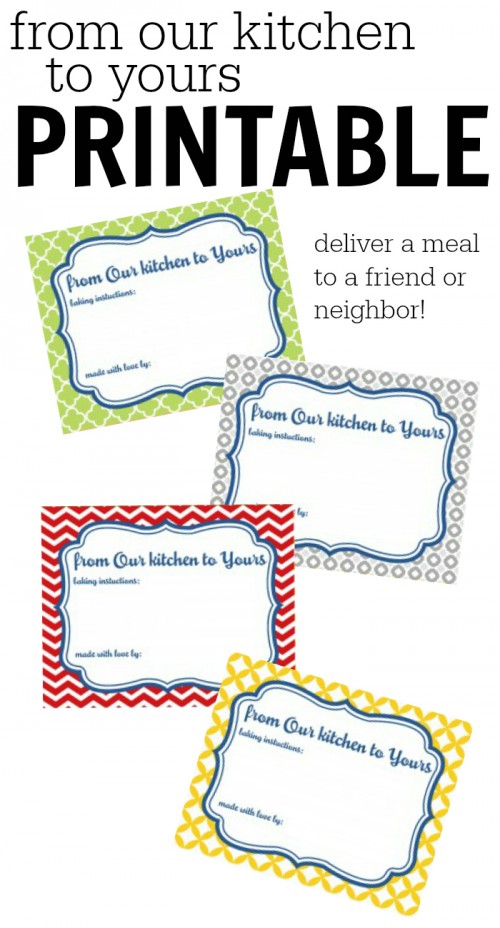 Fix a meal for a friend or neighbor and use this free printable