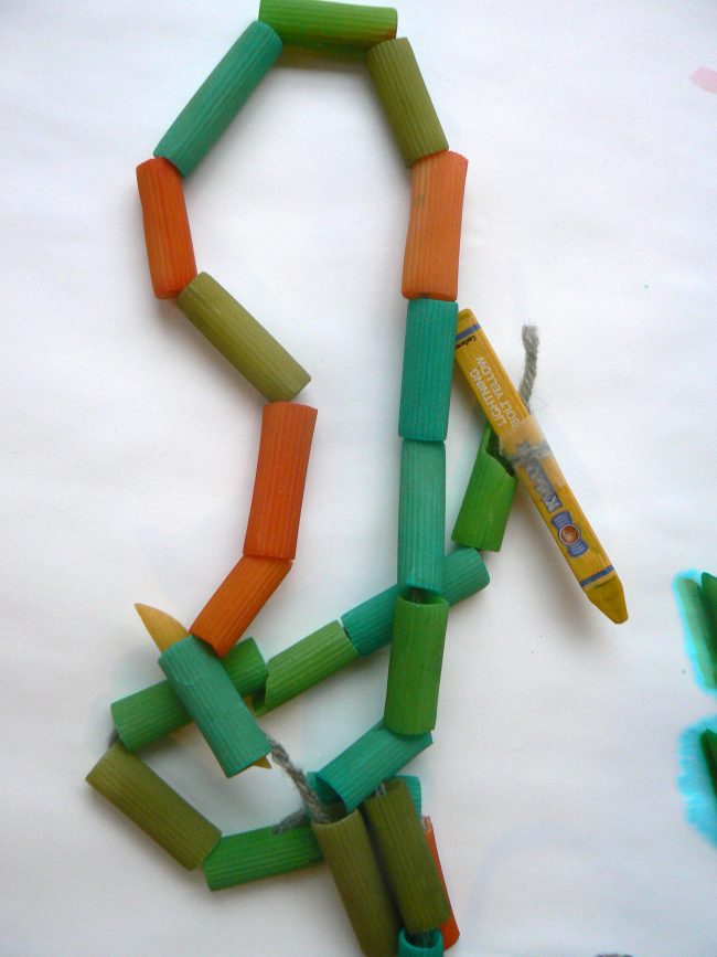 Preschoolers and Toddlers Learning Together: Pasta Snakes