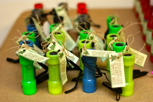 camping birthday party favors