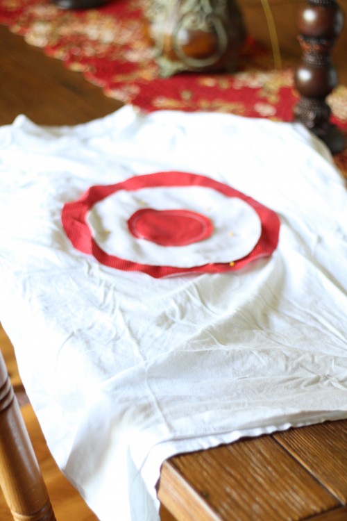 sew the target to the shirt