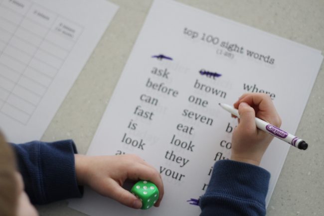 roll a sight word