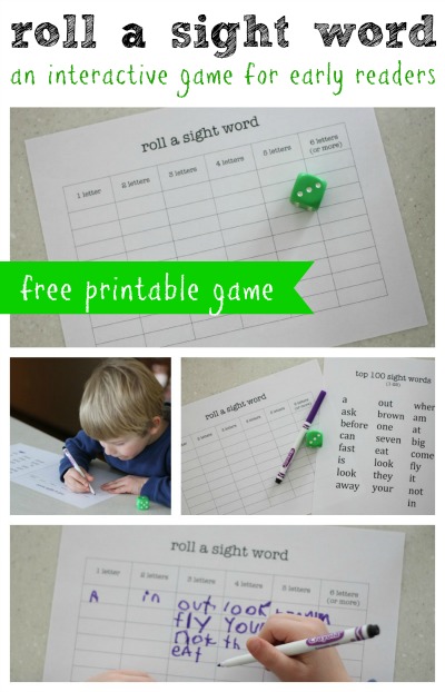 Roll a Sight Word- An Interactive Game for Early Readers