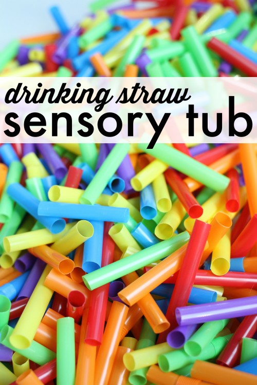 Sensory Tub with Drinking Straws!