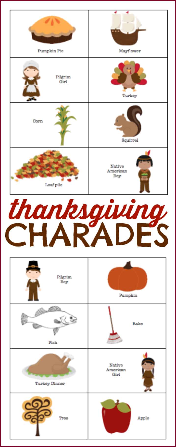 Thanksgiving Charades I Can Teach My Child!