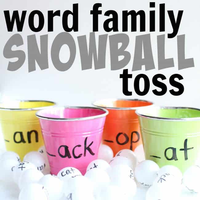 Word Family snowball toss square - word families