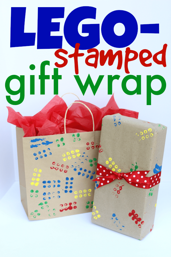 Lego-stamped gift wrap