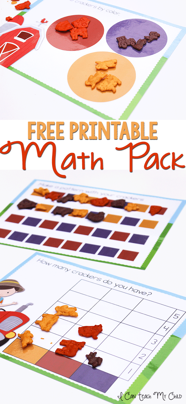 This free printable math pack for preschoolers is a great way to practice sorting, graphing and patterns!