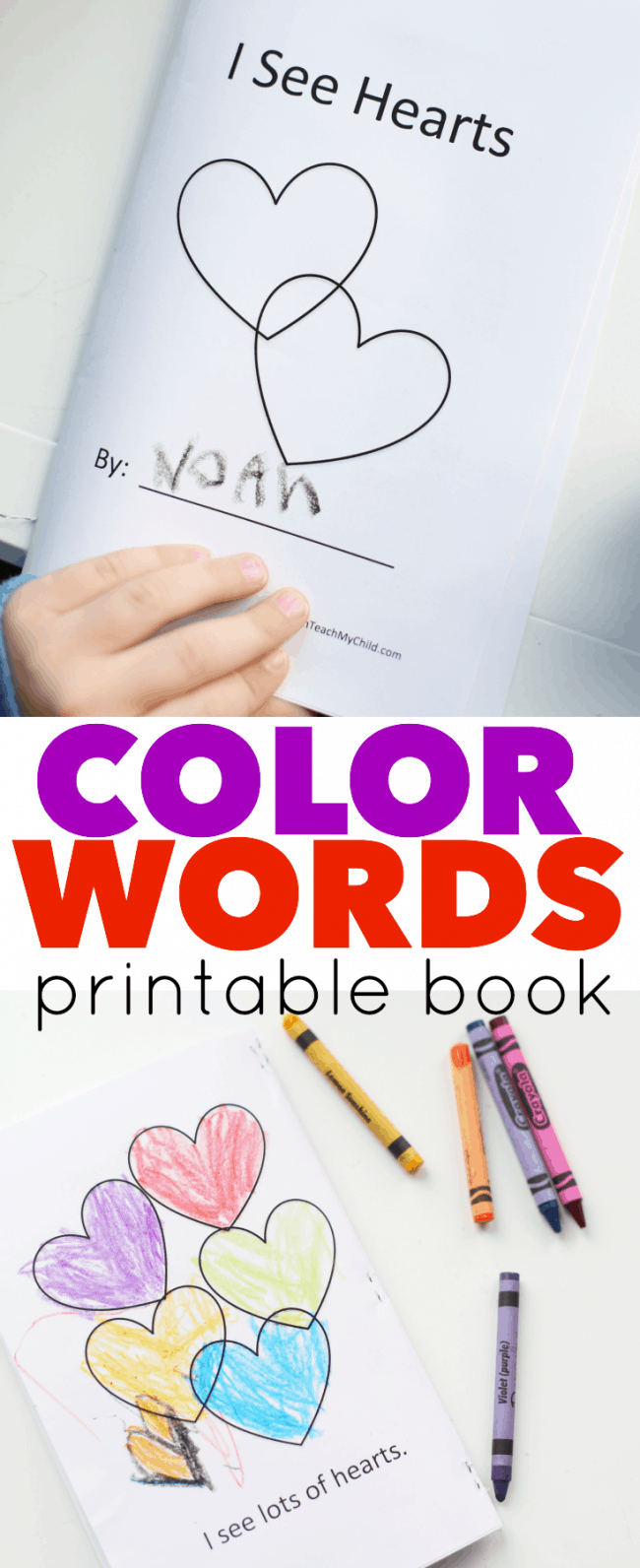 Color Words Printable Book for Valentine’s Day
