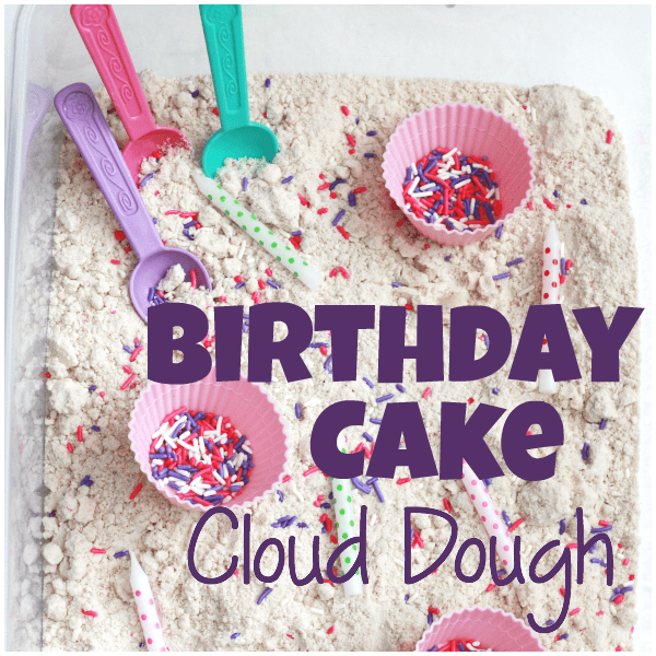 cloud dough that smells like birthday cake