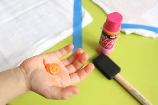 paint in child's hand