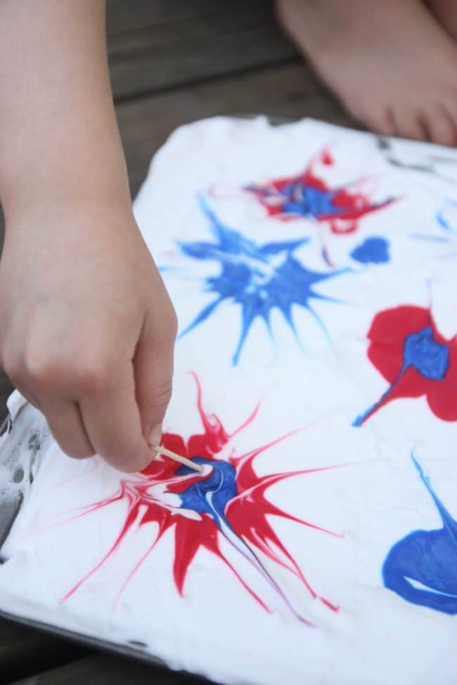 shaving cream art for the 4th of July