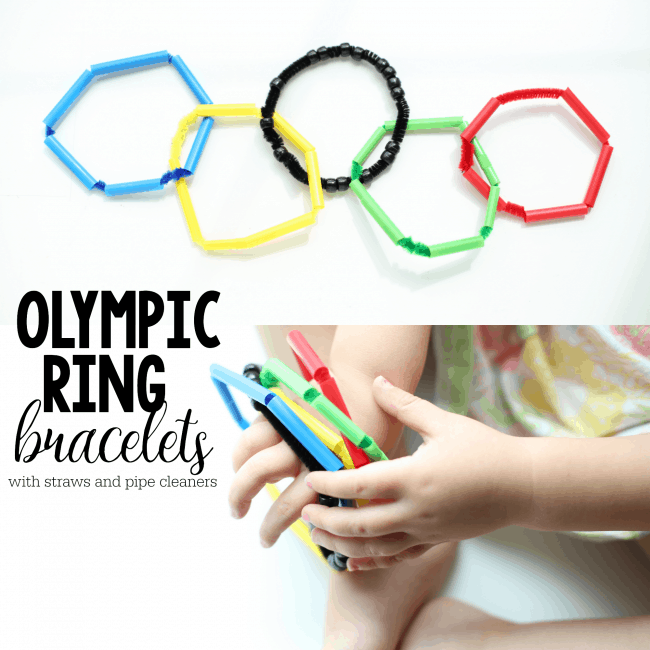 Olympic Ring Bracelets with Pipe Cleaners and Straws