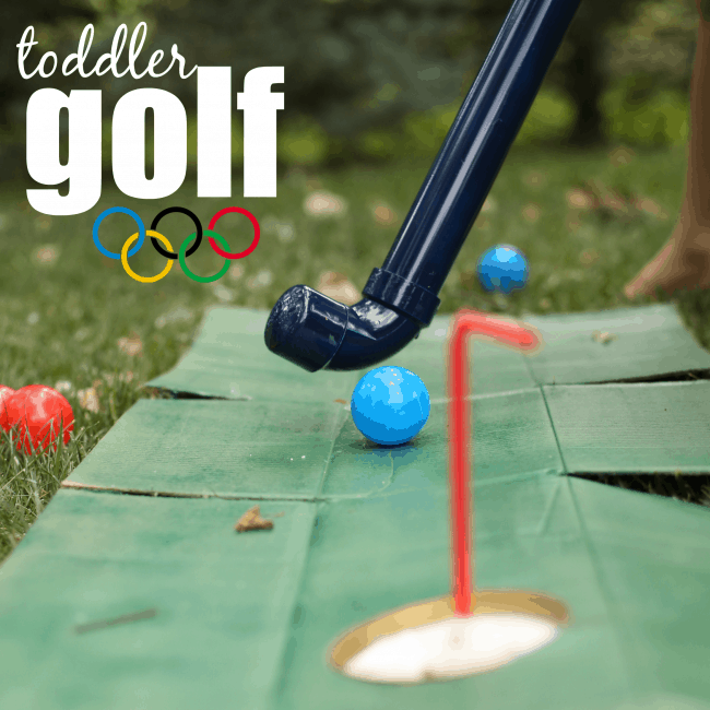 DIY Toddler Golf Clubs and Putting Green