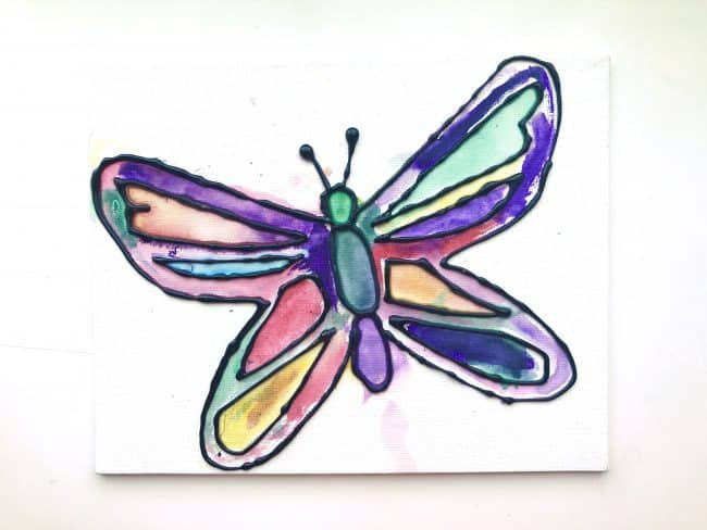 Butterfly Art with Watercolors and Hot Glue