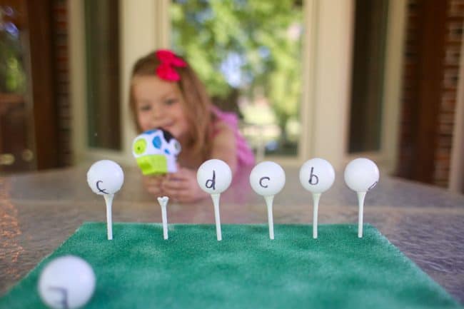 Alphabet Target Practice with Water Guns