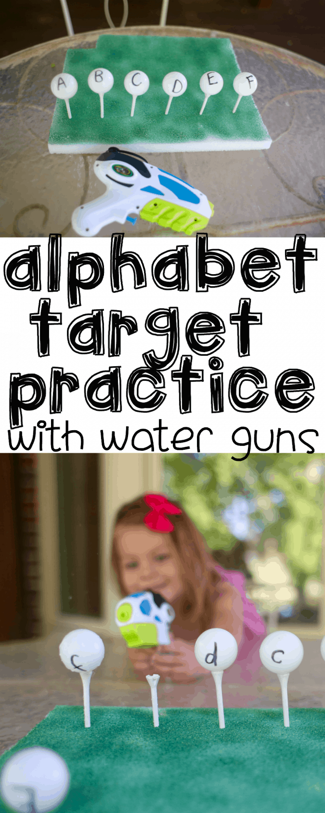 Alphabet Target Practice with Water Guns