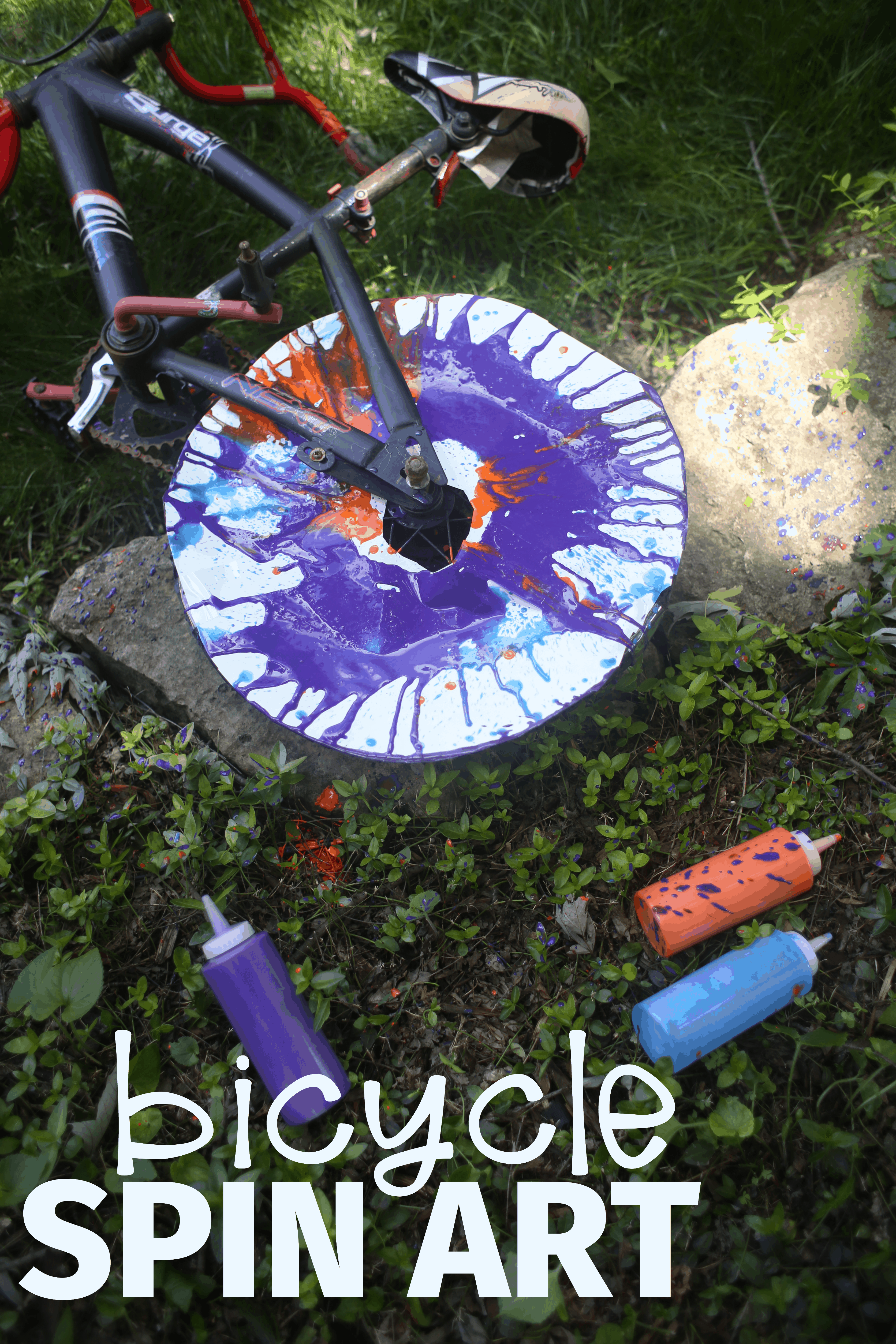 Bicycle Spin Art- Such a fun outdoor process art activity for kids