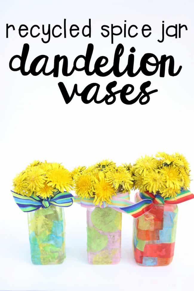 Recycled Spice Jar Dandelion Vases