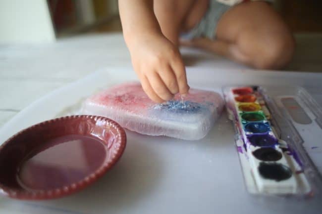 American Flag Ice Painting