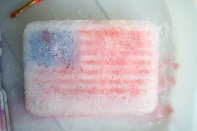 American Flag Ice Painting