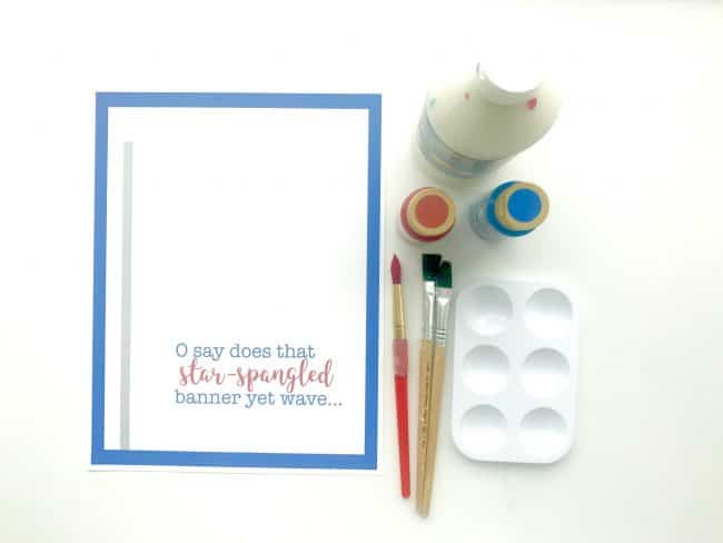 Supplies for Star Spangled Banner Handprint Art