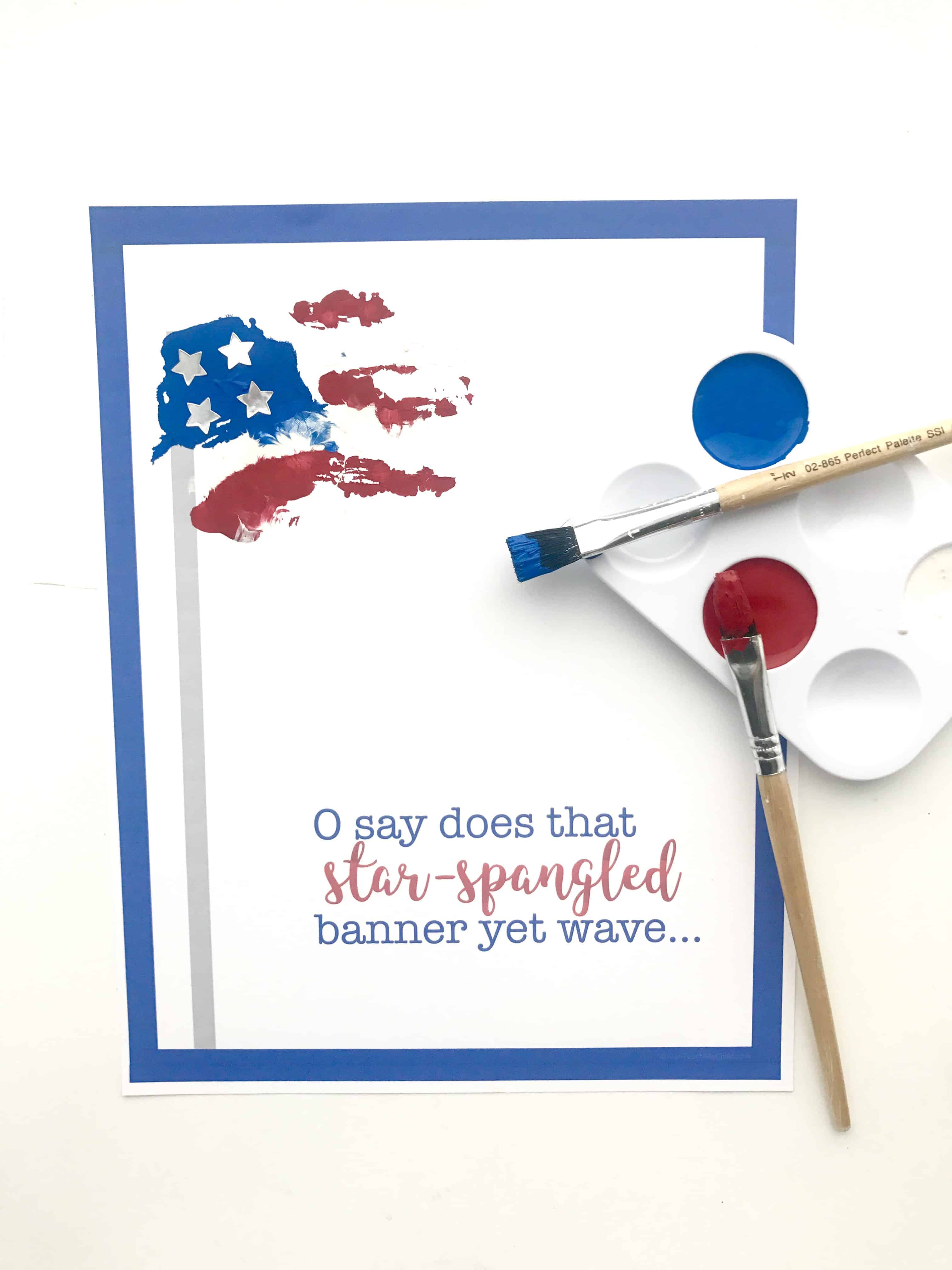 Star Spangled Banner Handprint Art with Printable - I Can Teach My Child!