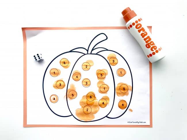 Roll and Mark Pumpkin Dot Art Activity