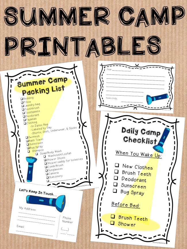 Summer Camp Packing List and Printable Hygiene Checklist