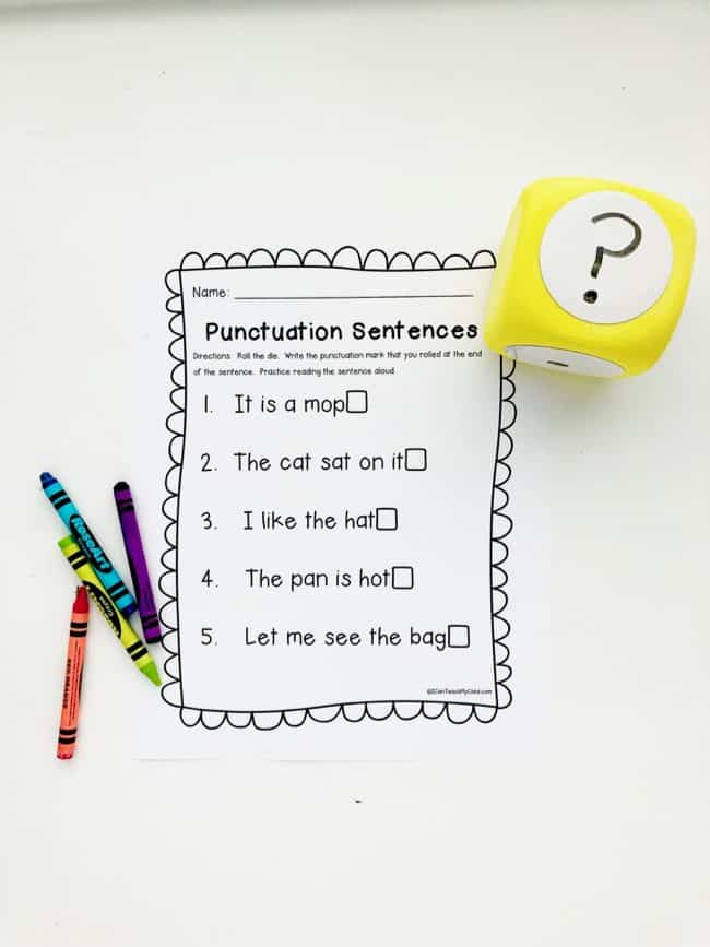 Punctuation Sentences for Fluency Printable