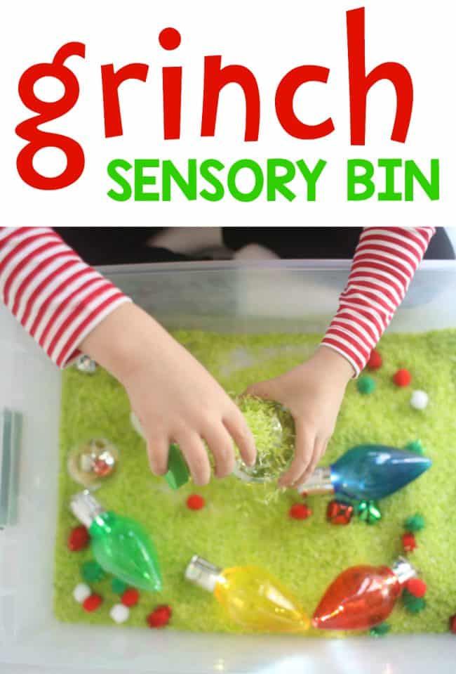 Grinch Christmas Sensory Bin